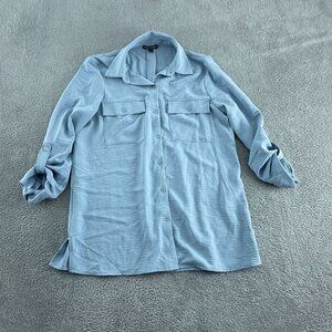 Hilary Radley Womens Light Blue Long-Sleeve Button-Up Shirt Size S NWT 5324